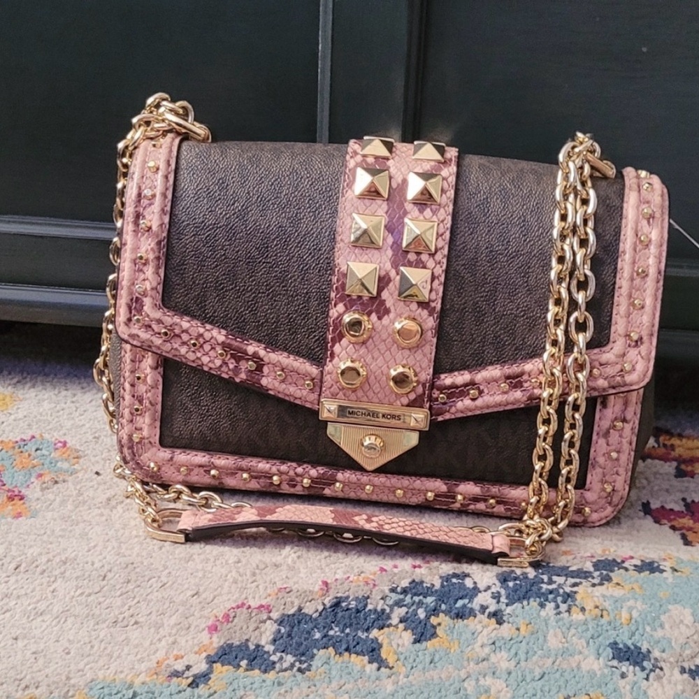 Michael Kors Black and Pink Crossbody Bag with Gold Accents - Picture 8 of 10